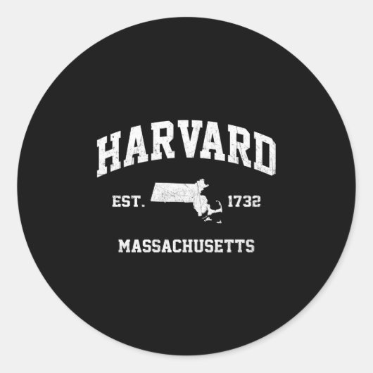 Sticker Rond Harvard Massachusetts Ma Style Athlétique D'État (Devant)