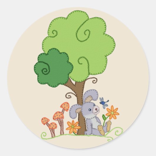 Sticker Rond Hase unterm Baum (Devant)