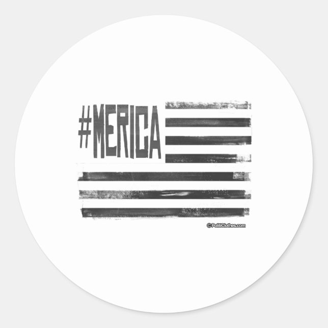 Sticker Rond Hashtag "drapeau de la Mérica" (Devant)