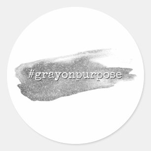 Sticker Rond Hashtag Gray on Purpose Silver Parties scintillant