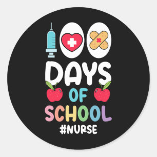 Sticker Rond Hashtag Nurse Happy 100 jours d'école Nurse