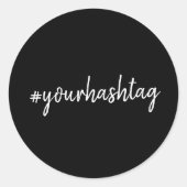 Sticker Rond Hashtag | Script moderne tendance Noir (Devant)
