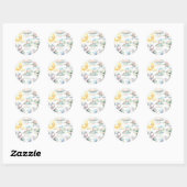 Sticker Rond Hatching Pastel Whimsical Bientôt Baby shower Dino (Feuille)