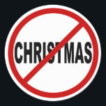 Sticker Rond Hate Christma /No Christmas Autorisé Signal<br><div class="desc">Illustration d'un panneau d'avertissement,  pas de Noël autorisé/haine Noël.</div>