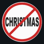 Sticker Rond Hate Christma /No Christmas Autorisé Signal<br><div class="desc">Illustration d'un panneau d'avertissement,  pas de Noël autorisé/haine Noël.</div>