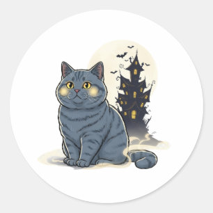 Sticker Rond Hauné Brit House - Halloween Shorthair britannique