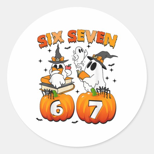 Sticker Rond Haunted 67 Meme Six Seven 6-7 Funny Internet Joke  (Devant)
