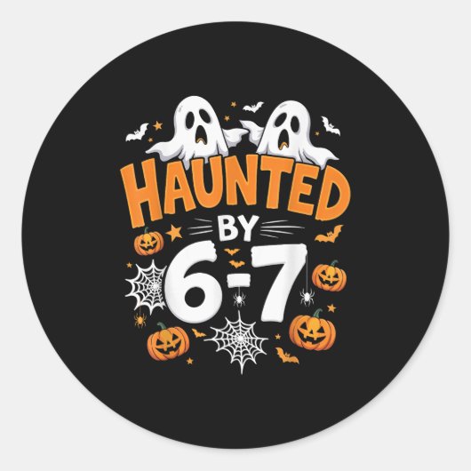 Sticker Rond Haunted By 67 Funny Pumpkin And Ghost Halloween Co (Devant)