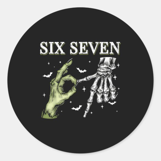 Sticker Rond Haunted By 67 – Funny Skeleton Hands Halloween Cos (Devant)
