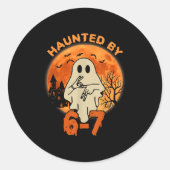 Sticker Rond Haunted By 67 Halloween Ghost Six Seven Gen Alpha (Devant)
