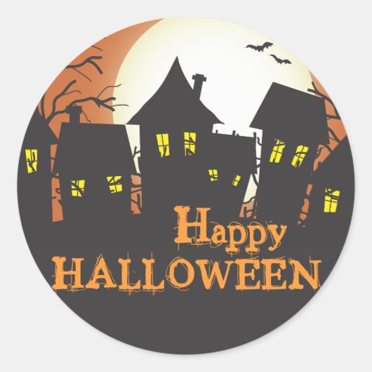 Sticker Rond Hauny Halloween Maisons Happy (Devant)
