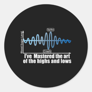 Sticker Rond Hausse et baisse du sucre sanguin T1d
