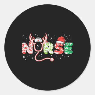 Sticker Rond Haut de blouse de Noël pour infirmière Stéthoscope