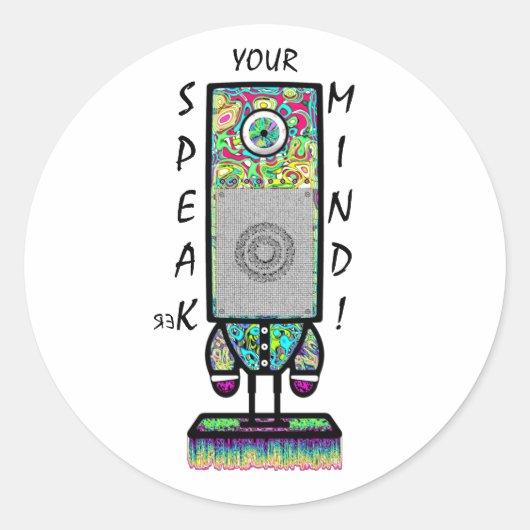 Sticker Rond Haut-parleur Cyclope Drôle Pointeur d'Esprit (Devant)