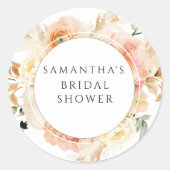 Sticker Rond Haut Perch Péché, Crème et Fleurs Roses Topper de (Devant)