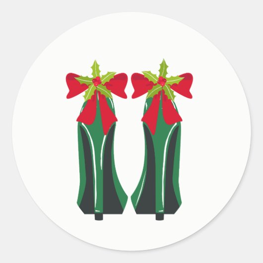 Sticker Rond Haut talons verts avec les vaches de Noël (Devant)