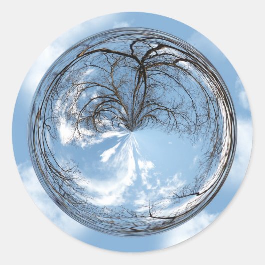 Sticker Rond Hauteurs du Ciel avec arbre, nuages, ciel, bulle (Devant)