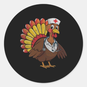 Sticker Rond Hauts de scrub de Thanksgiving Femmes Dinde Fête d