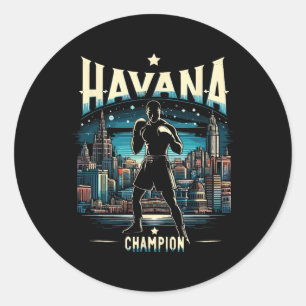 Sticker Rond Havana Champion Cubain Boxe Spirit City