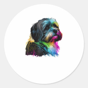 Sticker Rond Havanais Chien Pop Art Design Havanais Amateurs