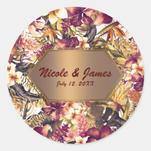 Sticker Rond Hawaïen Golden Tropics Élégant Vintage Moderne