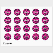 Sticker Rond Hawaïen rose foncé (Feuille)