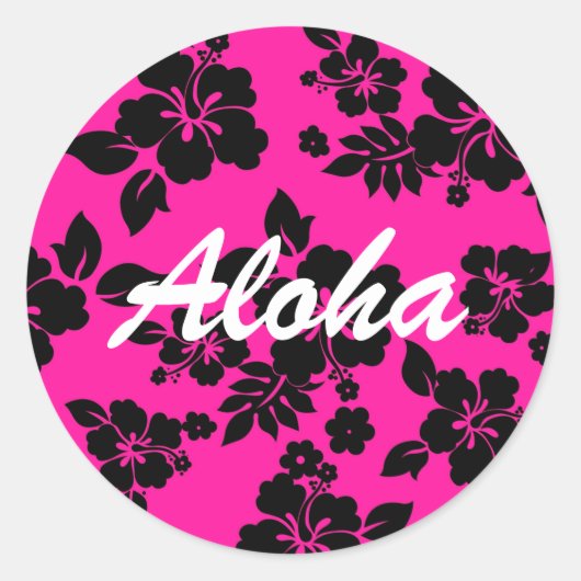 Sticker Rond Hawaïen rose foncé (Devant)