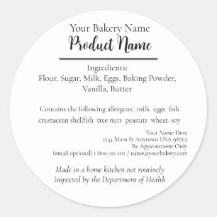 Sticker Rond Hawaii Cottage Food Business White Baking Étiquett