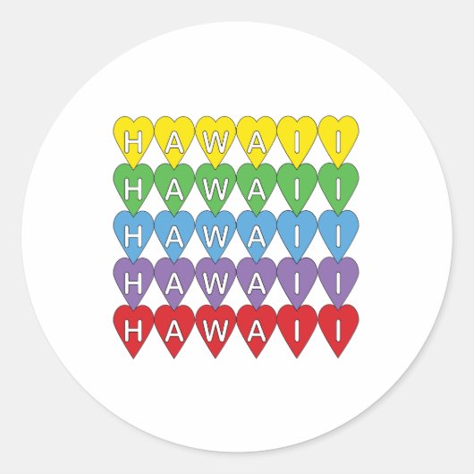 Sticker Rond Hawaii Hearts Rainbow (Devant)