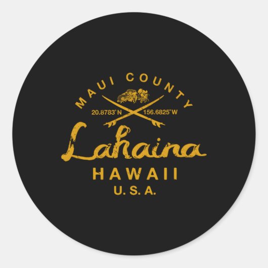 Sticker Rond Hawaii Lahaina Maui Surf (Devant)