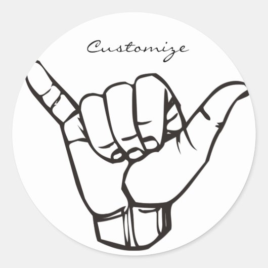 Sticker Rond Hawaii Shaka Brah Wave Thunder_Cove (Devant)