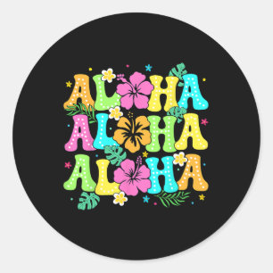 Sticker Rond Hawaiian Aloha Tropical Luau Costume Party Hawaii