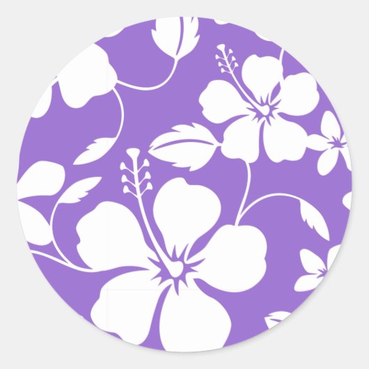 STICKER ROND HAWAIIAN HULA (HIBISCUS) LUMIÈRE PURPLE (Devant)