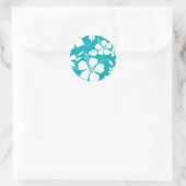 STICKER ROND HAWAIIAN HULA (HIBISCUS) TURQUOISE (Sac)