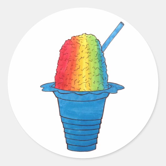Sticker Rond Hawaiian Rainbow Shave Ice Froid Dessert Hawaii (Devant)