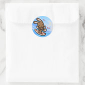Sticker Rond Hawaiian Surfing Bunny Cartoon de vacances (Sac)