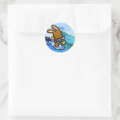 Sticker Rond Hawaiian Surfing Bunny Cartoon de vacances (Sac)