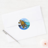 Sticker Rond Hawaiian Surfing Bunny Cartoon de vacances (Enveloppe)