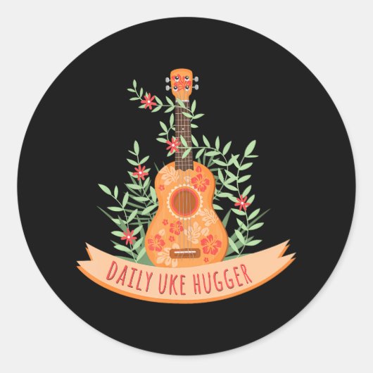 Sticker Rond Hawaiian Ukulele Daily Uke Hugger (Devant)