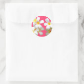 Sticker Rond Hawaiian white plumeria flower pink (Sac)