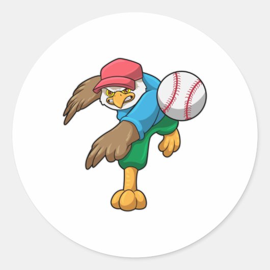 Sticker Rond Hawk au baseball avec batte de baseball (Devant)