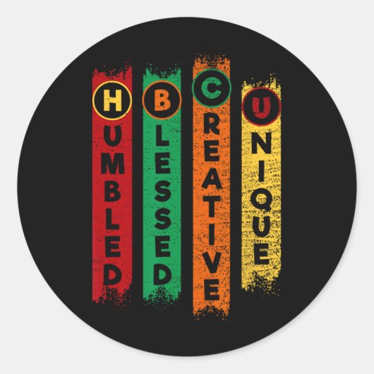 Sticker Rond Hbcu Humbled Blessed Creative Unique Black College (Devant)