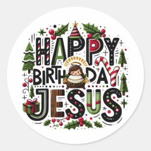 Sticker Rond HBD Jésus