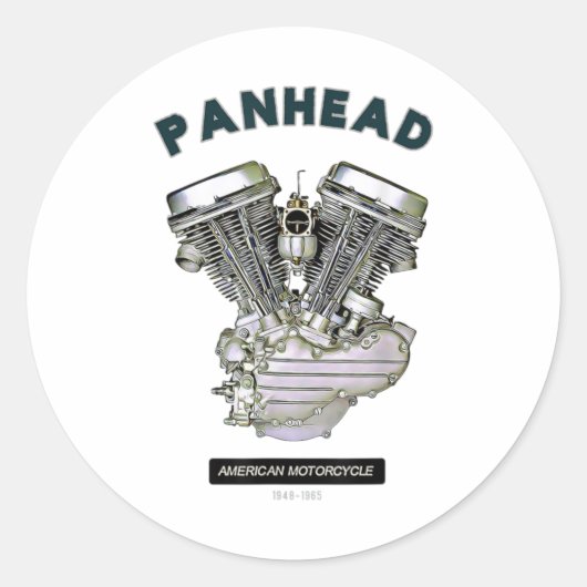 Sticker Rond HD PanHead Retro V-Twin Engine Motorcycle 48 -65 b (Devant)