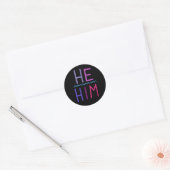 Sticker Rond HE / HIM Pronononounes Purple Handlettering Ensemb (Enveloppe)