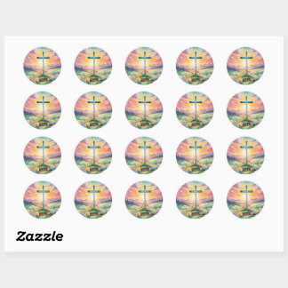Sticker Rond He is Risen, Watercolor Art