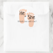Sticker Rond He or She Gender Reveal (Sac)
