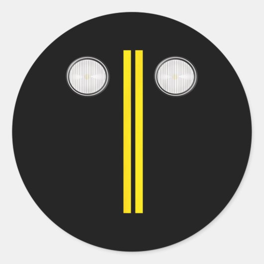 Sticker Rond Headlights With Road Markings Funny Halloween Cost (Devant)