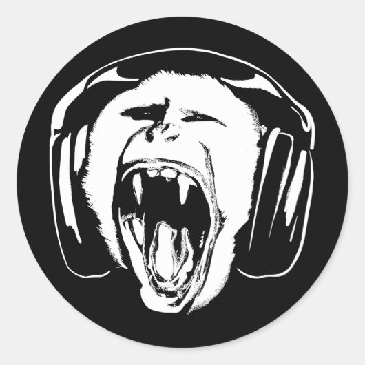 Sticker Rond Headphones Musique singe (Devant)