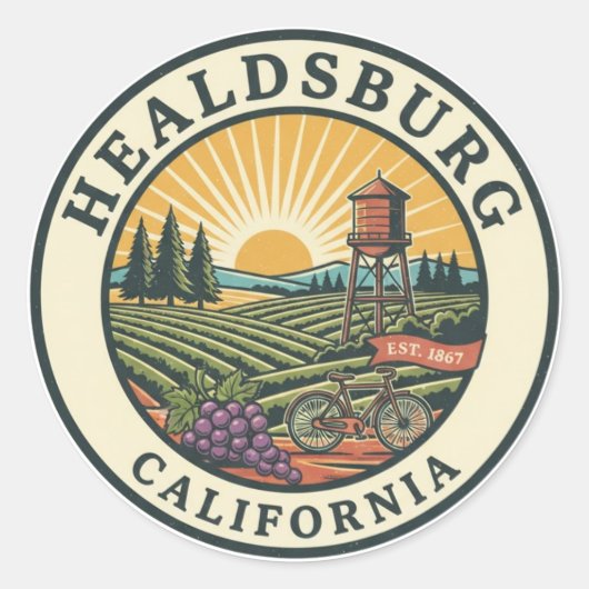 Sticker Rond Healdsburg California Travel (Devant)